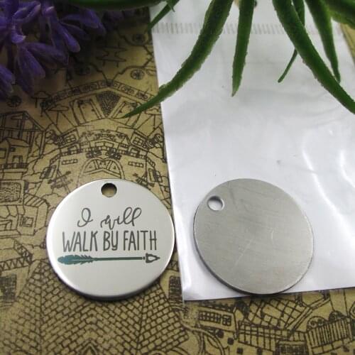 10pcs--"I WILL WALK BY FAIT"stainless steel charms 5 styles for choosing DIY Charms for necklace bracelets