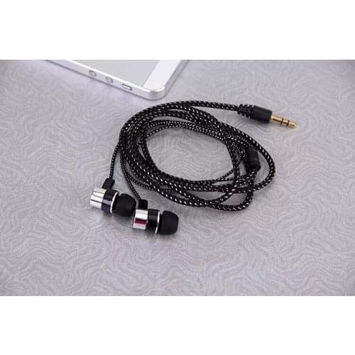 100pcs lotst Braided Stereo earphone Metal Earphones For iphone for Samsung for xiaomi Huawei all Mobile