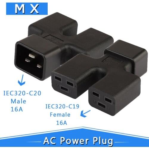2 * C19 Female Power Adapter, IEC 320 C20 Male to Dual 2 * C19, PDU UPS Power Adapter 16A 250V, C20 to C19 Power Adapter