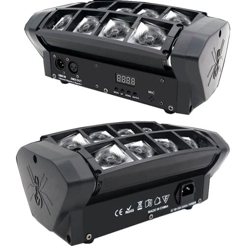 2 pcs Moving Head light DMX Stage effect Lighting MINI 8x10W RGBW LED Spider Beam Light for Weeding Disco Bars club KTV Party