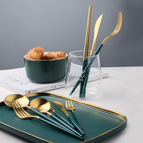 304 Creative minimalist stainless steel knife and fork spoon gold spoon and fork set korean kitchen supplies dinnerware set