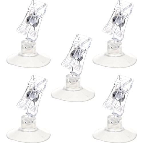 5pcs Clear Color Plastic Rotatable POP Merchandise Sign Display Clip Holder with Sucker
