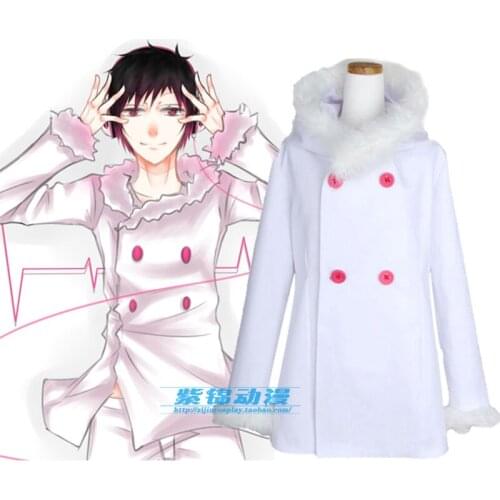 Anime Durarara!! Cosplay Costume Overcoat Izaya Orihara Cosplay Pure White Trench Coat Fashion Thick Outerwear for Women/Men