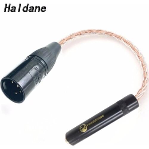 Free Shipping Haldane 8 cores Copper Silver mixed 4-Pin XLR Male Balanced to 6.35mm 1/4 Female Audio Adapter Cable