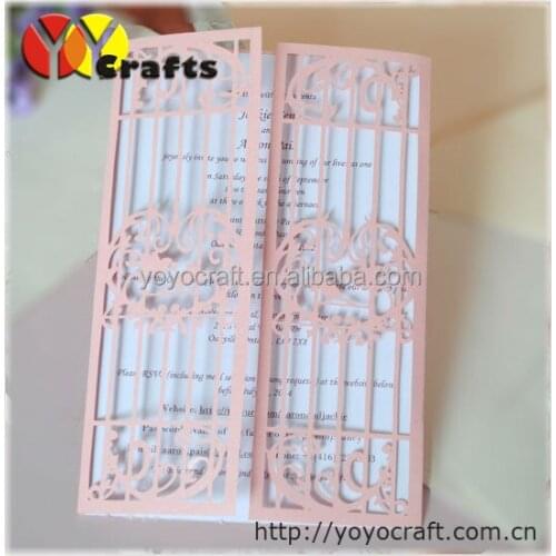 Free shipping pink laser cut love bird paper indian wedding invitation card