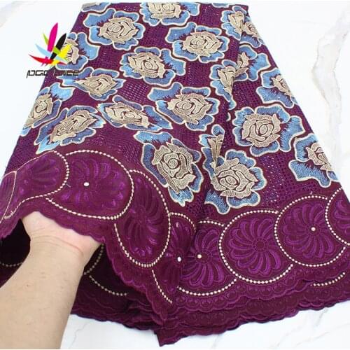 Burgundy Blue Swiss Lace Fabric 2021 African Voile Lace High Quality African Dry Cotton Voile Lace Fabric For Wedding