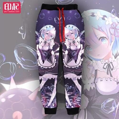 Anime Re:Life in a different world from zero Cosplay Japanese fashion pants casual trousers Slim pant male and female models