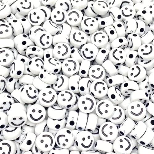 7/10mmm Round Shape Acrylic Spaced Beads Smile Face Beads For Jewelry Making DIY Charms Bracelet Necklac#02