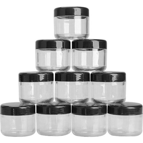 Black Portable Plastic Cosmetic Empty Jar Pot Box Makeup Nail Art Cosmetic Bead Storage Container Lid