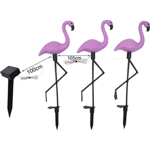 Solar Flamingo Light Garden One for Three Outdoor Garden Ground Plug Decorative Induction Light TN88