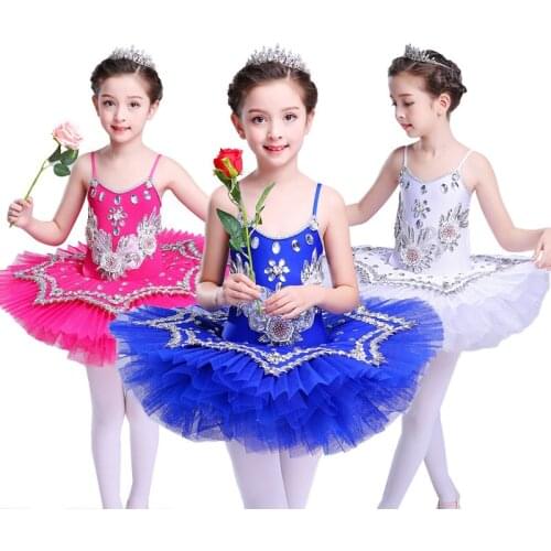 Kids Sequined Swan Lake Ballet dance Costumes Professional Tutu Ballet dancing Dress Girls Ballroom Stage wear Dance Dress