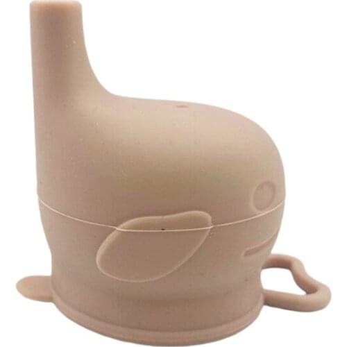 Baby Food Grade Silicone Sippy Cup Lid Dolphin Shape Spill Proof Straw Mug Cover Q9QB