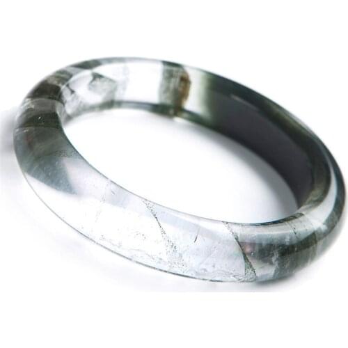 Drop Shipping Clear Genuine Cornucopia Green Phantom Quartz Bangles Bracelets For Women Transparent Round Fashion Crystal Bangle