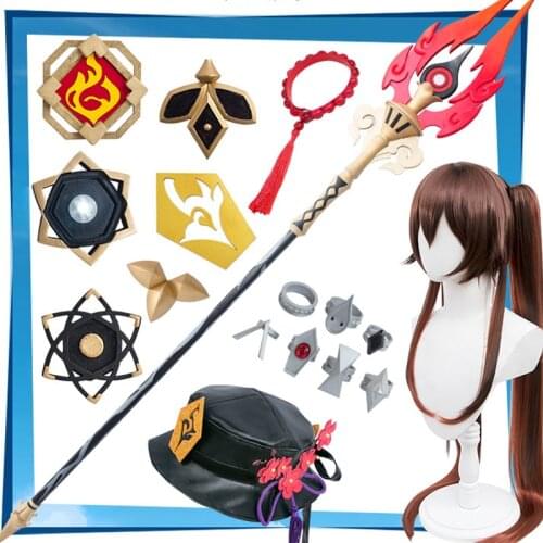 Genshin Impact Weapon Staff of Hu Tao Cosplay Sword Accessories Rings Stage Property Ring Set Jewelry Project Characters Props