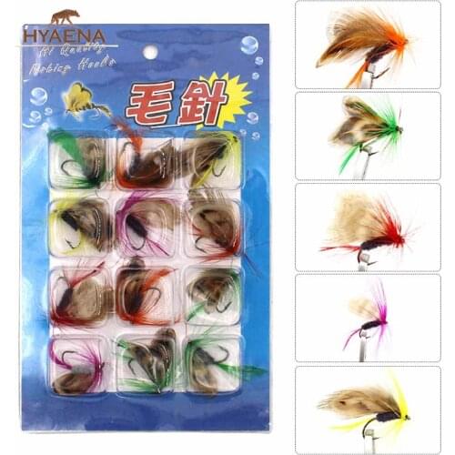 Hyaena 12PCS Colorful Winged Dry Butterfly Trout Fly Fishing Hook Lures Baits Artificial Bait Lure