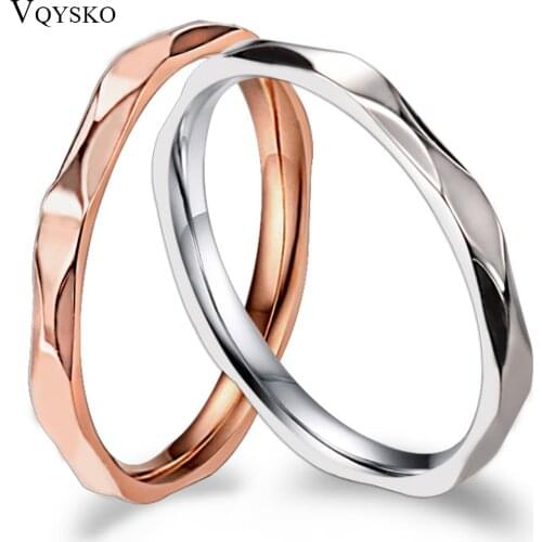 South Korean Style Stainless Steel Rhombus Ring For Women Simple Geometric Jewelry Finger Rings Rose Gold Silver Color Wholesale