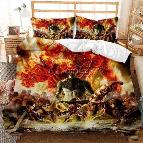 Attack On Titan Bedding Set Single Twin Full Queen King Size Attack On Titan Bed Set Childrens Kid Bedroom Duvetcover Sets