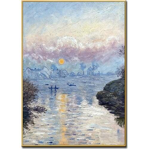 Copy Monet Sunrise Monet Famous Paintings Hand Painted Oil Painting Living Room Wall Art Decorative Painting Without Frame
