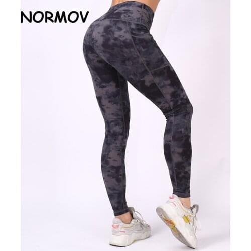 NORMOV Women Leggings Pockets Seamless Fitness Legging High Waist Push Up Elasticity Sport Pants Gym Gymwear Breathable Spandex