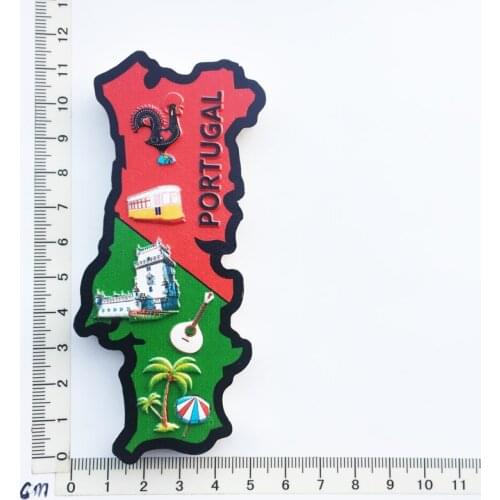 Portugal)Fridge Magnet Creative Travel Commemorate Crafts 3D Ornaments Magnetism Resin Material Refrigerator Stickers