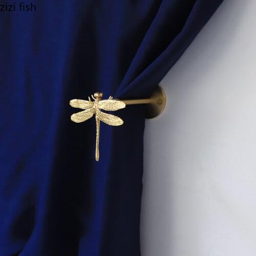 Golden Butterfly/deer Copper Curtain Hooks Punch-free Installation Wall Hook Holder Coat Hook Curtain Tieback Room Accessories