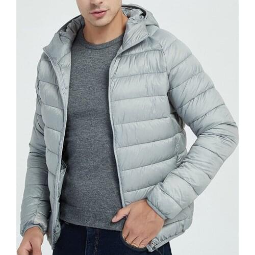 Fashion men jacket Autumn Winter Down cotton Thin and light hooded Casual coat mens windproof waterproof warm Overcoat outerwear