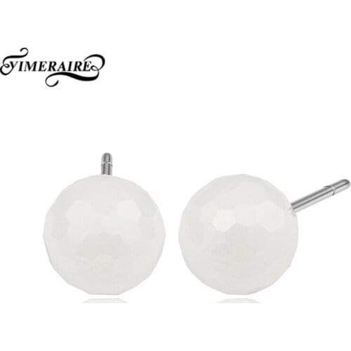Fashion Simple 9MM Ball Earrings White Black Yellow Brown Accessories Health Never Fade Jewelry For Women Wedding Gifts