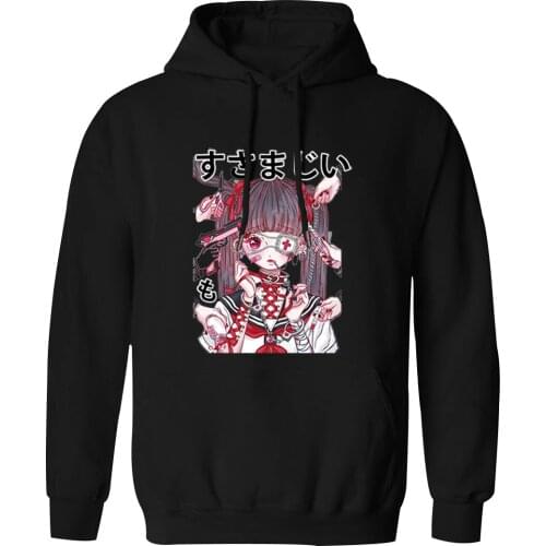 Mens Hooded Japanese anime Streetwear Sweatshirts Hoodie Standard Outwear Clothes Tops Fashion Casual Hoody Moletom Masculino