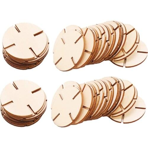 50pcs 40mm Unfinished Wood Puzzle Pieces Wooden Puzzles Blank Jigsaw Puzzles Piece for DIY for Crafts Arts Card Making
