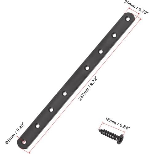 Uxcell Flat Straight Brace Repair Plate, 247 x 20 x 3mm Iron 2 Pcs