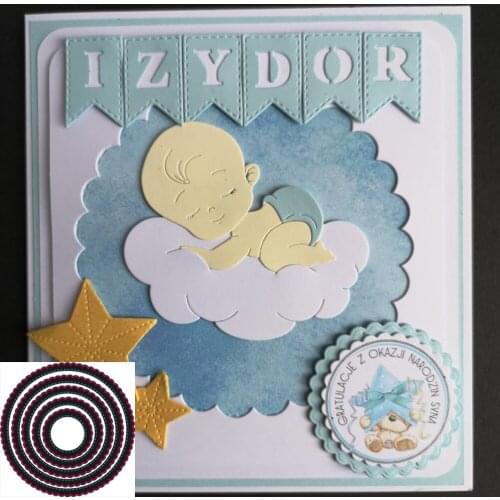 Stitched Circle Scallop Frame Dies cutting decorative Scrapbooking Steel Craft Die Cut create Stamp Embossing paper Card Stencil