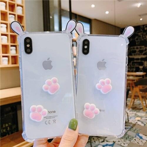 Cartoon Bunny Claws Transparent TPU Soft Phone Case Cover For OPPO Find X3 Neo X2 Lite RX17 Pro A1K F15 F17 F19 Pro Plus