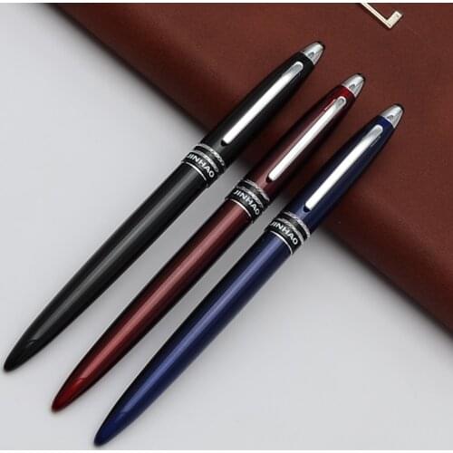 Jinhao Metal Financial Tip Fountain Pen 0.38mm Shine Black School Office Business Writing Ink Pens Gift Stationery