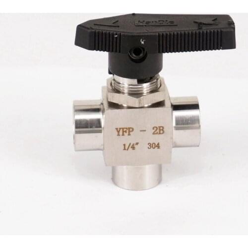 1/4" BSP Female Thread 304 Stainless Steel L Port Ball Valve 6.4 Mpa Water Gas Oil