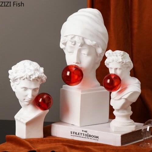 Nordic David Resin Sculpture Home Decor Modern Abstract Art Apollo Character Sculpture Blowing Bubbles Model Creative Gifts