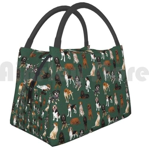 Cooler Lunch Bag Picnic Bag Coonhounds On Green Coonhound Coonhounds Hounds Hound Dog Dogs