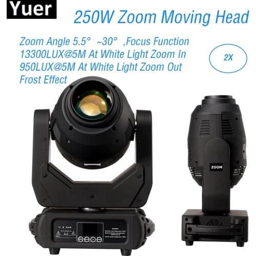 2Pcs/Lot 250W LED Zoom Moving Head Light 3IN1DMX512 Sound Control Party Club Bar Stage Lights DJ Disco Moving Head Lights