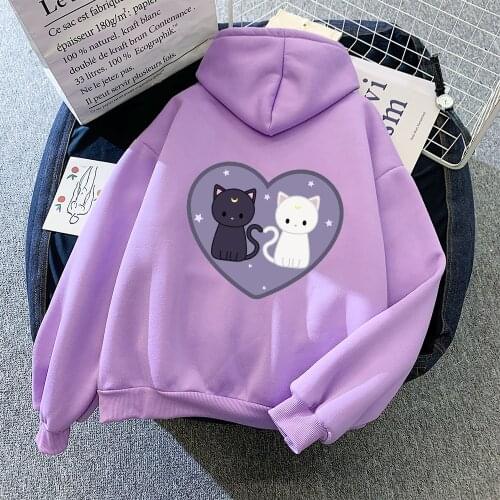 Cartoon Print Hoodie Oversized Clothes Harajuku Goth Aesthetic Streetwear Hoodie Kpop Sweatshirt Casual Hoodies for Lover Tops