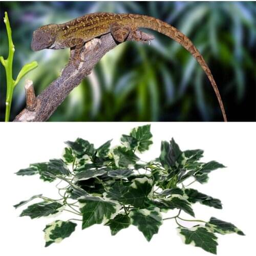 Reptile Box Lizards Terrarium Artificial Vine Decoration Lizard Fake Plants Green Leaves