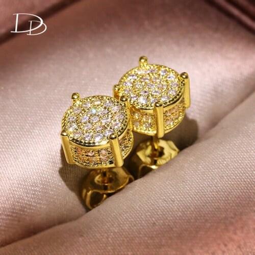Stud Earrings For Women Vintage Earrings Gold Color Cubic Zirconia Brincos Bridal Wedding Engagement Fine Jewelry Drop Shipping