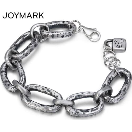 Fine Jewelry S990 Silver Bracelet Big Link Chain Solid Sterling Silver Bracelets For Women Vintage Thai Silver Bracelet TSB524