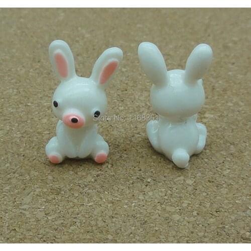 1pcs/lot resin solid white rabbit cartoon 18mm fairy garden gnome moss terrarium decor crafts bonsai home DIY A113-3