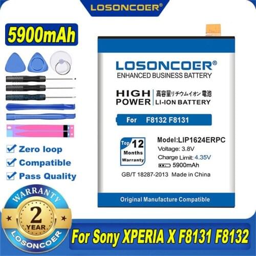 100% Original LOSONCOER 4350mAh LIP1624ERPC Battery For Sony Xperia X Performance XP F8132 F8131 Mobile Phone