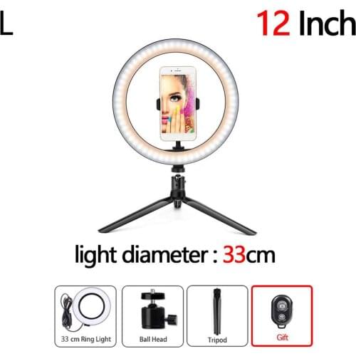 12" Adjustable Selfie Ring Light Beauty Blogging Makeup Tools USB Powered LED 3-Gears Bright Ring Light Lamp