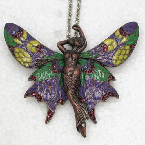 12pcs/lot Wholesale Rhinestone Enamel Huge Butterfly Fashion Pendant Necklaces Chain Jewelry F101380