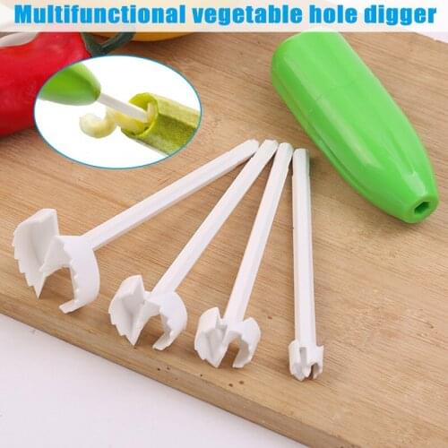 4PCS/SET Vegetable Spiral Cutter Replaceable Head Vegetable Cutter Digging Core Kitchen Tool FBE3