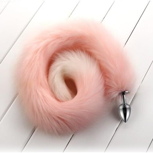 Anime Cosplay Soft Fox Tail with Stainless Steel Metal Butt Plug Fetish Fantasy Couple Life Flirting Anal Plug Animal Faux Tail