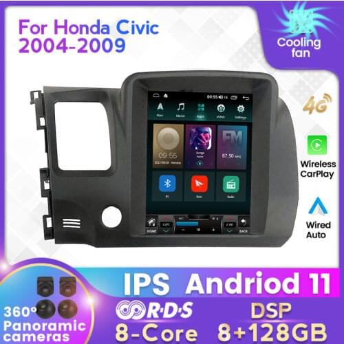 MEKEDE 9.7" Tesla Style Android 11 Car Radio For honda civic 2004-2009 Car Multimedia Player GPS Navigation DSP Carplay AUTO BT