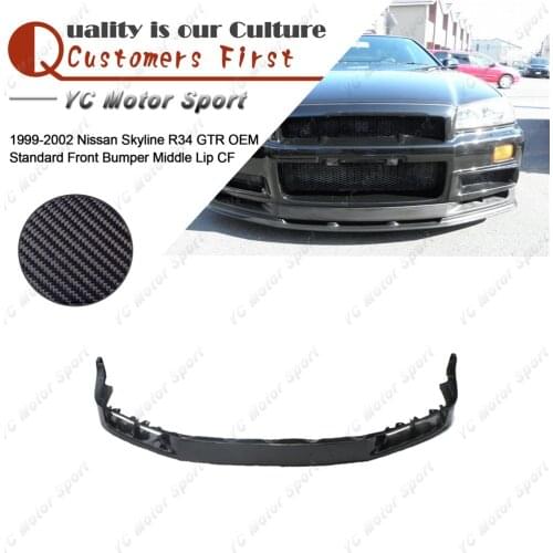 Car Accessories Carbon Fiber OEM Style Front Lip Fit For 1999-2002 R34 GTR Standard Front Bumper Middle Splitter Lip
