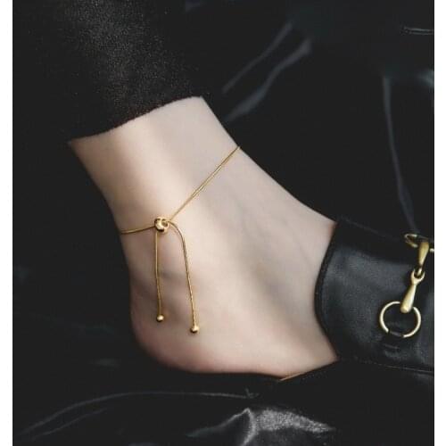 RHYSON Simple Anklets For Womens Fashion Stainless Steel Gold Jewelry Vintage Adjustable Sexy Leg Chain Bracelet No Fade Gifts